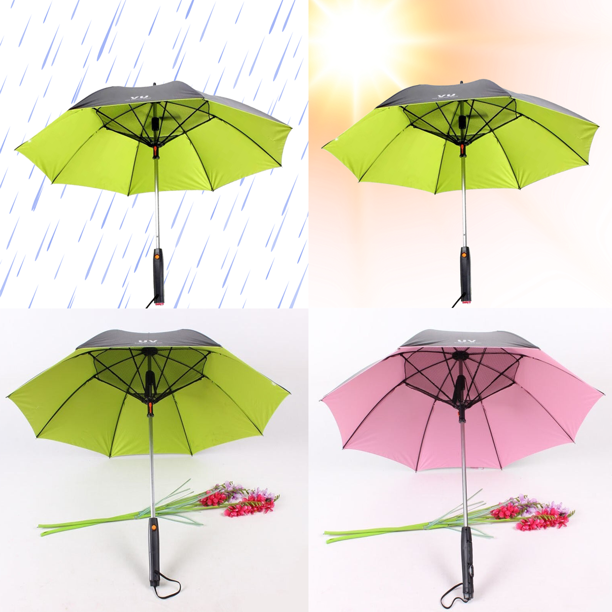 Umbrella with Fan and Spray Long-Handle Summer Umbrella 1