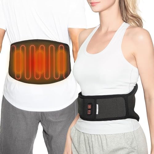 Woomer Electric Cordless Heating Pad Waist Belt With Battery, Usb Back Massager For Back Pain And Menstrual Cramp , Adjustable Strap, Storage Bag, 3 Heat & Massage Levels, 30 Mins Auto