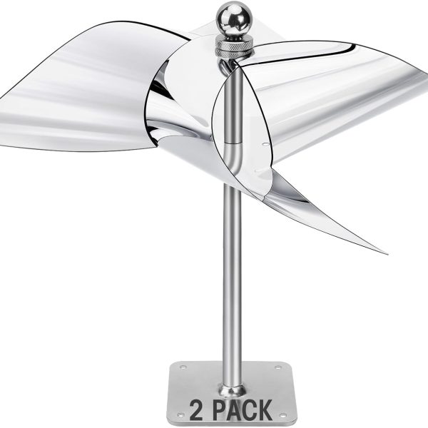 2 Pack Reflective Pinwheel Bird Deterrent, Spinning Bird Deterrent, Weatherproof Bird Scare Devices To Keep All Birds Away Like Woodpecker And Pigeon