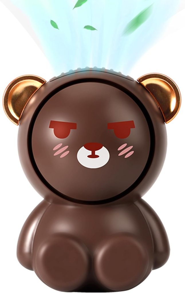 Wegte Bear Fan, Portable Neck Fan, Cute Handheld Fan, Rechargeable Battery Powered Fan, 2 Speed Wind, Bladeless Design, Exquisite Appearance, Gift For Kids Girls Women, Brown