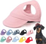 Outdoor Sun Protection Hood For Dogs, 2024 Dog Hat Canvas Dog Sun Hat Dog Baseball Cap, Pet Dog Outdoor Sun Protection Visor Hat With Ear Holes And Adjustable Neck Strap (Black, S)