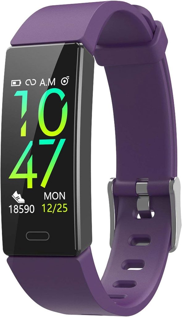 Zururu Fitness Tracker With Blood Pressure Heart Rate Sleep Health Monitor For Men And Women, Waterproof Activity Tracker Watch, Step Calorie Counter Pedometer Purple