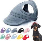 Outdoor Sun Protection Hood For Dogs, 2024 Dog Hat Canvas Dog Sun Hat Dog Baseball Cap, Pet Dog Outdoor Sun Protection Visor Hat With Ear Holes And Adjustable Neck Strap (Black, S)