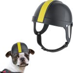 Namsan Hard Dog Helmet Small Breed Outdoor Protection Doggy Hat For Football Games Safety Cat Helmet With Ear Holes For Small Dogs, Cats (Black/Yellow-S)