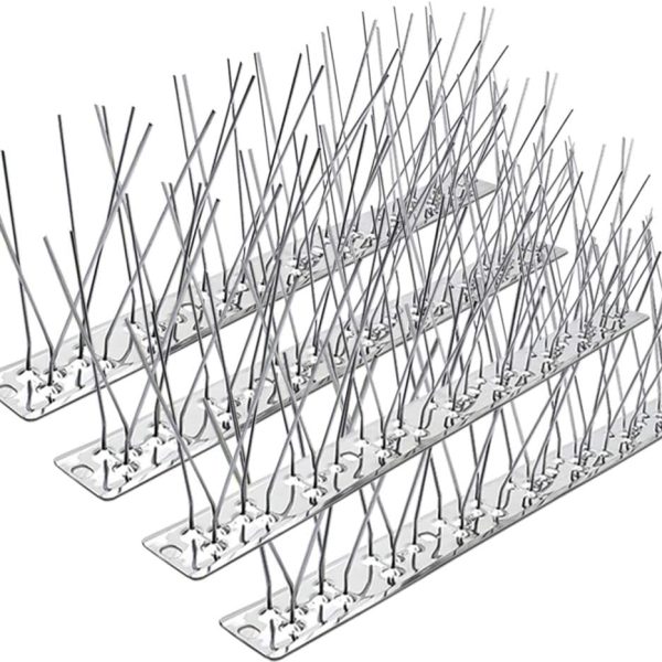 Pangch Bird Spikes For Pigeons Small Birds,Stainless Steel Bird Spikes -No Bird Nests & Poop-Disassembled Spikes 5 Strips 4.1 Feet Coverage