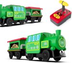 Wooden Train Accessories Battery Operated Locomotive Train, Remote Control Train For Track Set, Powerful Engine Train Vehicles Fit All Major Brands Track Railway System (Battery Not Included)