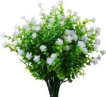 Xlfaqxm Artificial Plants Flowers Grass Shrubs 8 Pack No Fade Faux Plastic Flowers Outdoor For Farmhouse Garden Porch Patio Indoor Wedding Decoration Greenery Plants Uv Resistant