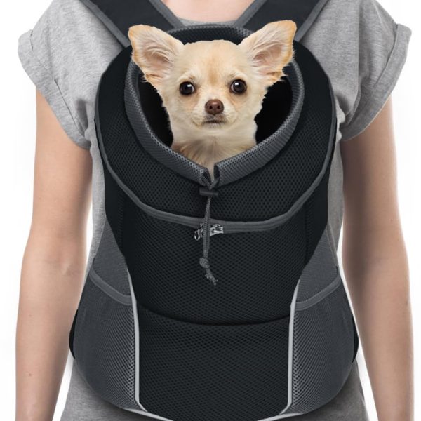 Yudodo Pet Dog Backpack Carrier With Storage Pockets Dog Front Pack For Small Dogs Cats Head Out Breathable Chihuahua Backpack For Hiking Cycling Walking (M(5-10Lbs), Black)