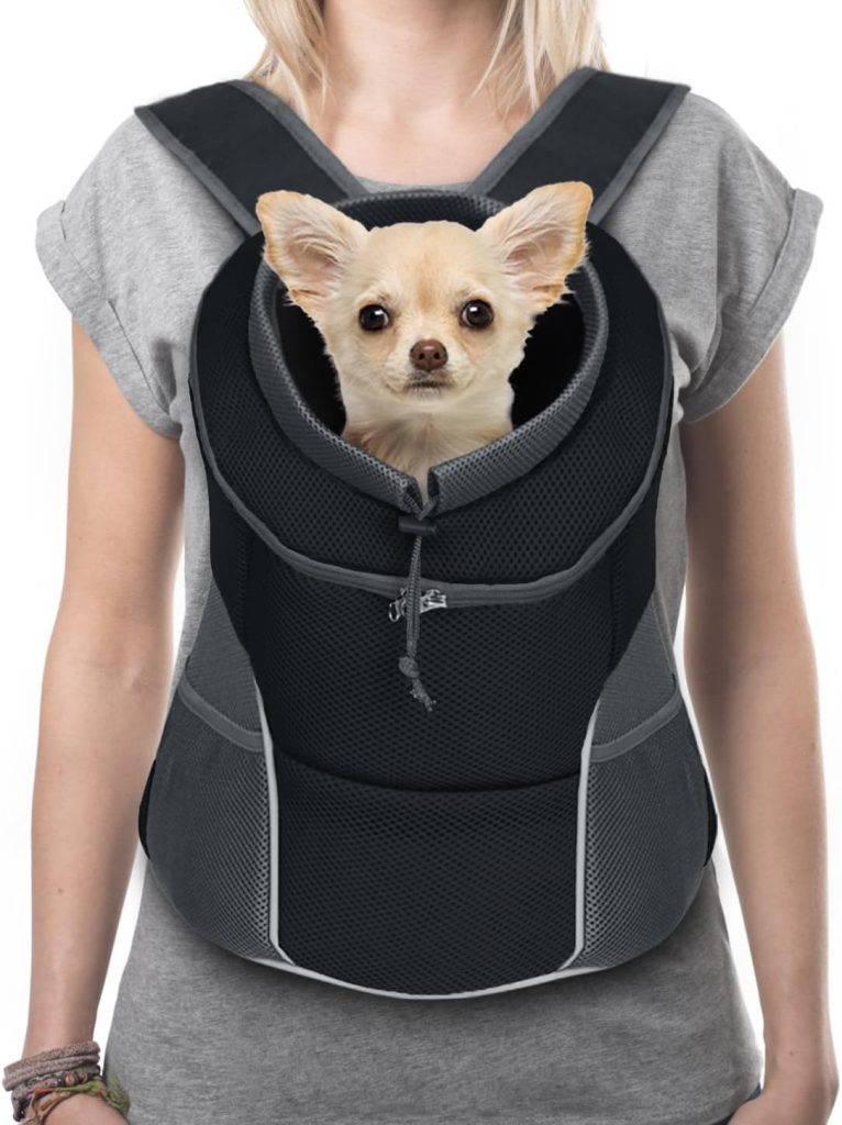 Yudodo Pet Dog Backpack Carrier With Storage Pockets Dog Front Pack For Small Dogs Cats Head Out Breathable Chihuahua Backpack For Hiking Cycling Walking (M(5-10Lbs), Black)