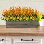 12Pcs Artificial Outdoor Plants Artificial Grass Plants Bushes Artificial Shrubs Artificial Grass Plant Faux Wheat Grass For Outdoor Uv Resistant Plastic Greenery Plants (Orange)