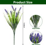 20 Bundles Artificial Plants Outdoor, Flowers Uv Resistant Artificial Flowers Lavender Outdoor Plants, Faux Flowers Shrubs For Porch Garden Window Box Home Decoration