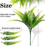 10Pcs Fern Outdoors - Ferns Artificial Plants For Outdoor Ferns That Look Real Boston Faux Fern Stems Indoor Nearly Natural Uv Resistant Outdoor Plants Artificial For Porch Greenery Decor