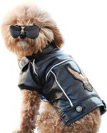 Niula Dog Winter Coat Pu Leather Motorcycle Jacket For Dog Pet Clothes Leather Jacket, Waterproof(S)