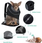 Yudodo Pet Dog Backpack Carrier With Storage Pockets Dog Front Pack For Small Dogs Cats Head Out Breathable Chihuahua Backpack For Hiking Cycling Walking (M(5-10Lbs), Black)