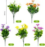 10 Bundles Artificial Daisies Plastic Flowers Outdoor Uv Resistant Daisy Faux Plants For Home Window Box Garden Planter Indoor Outside Decorations (Multi-Color)