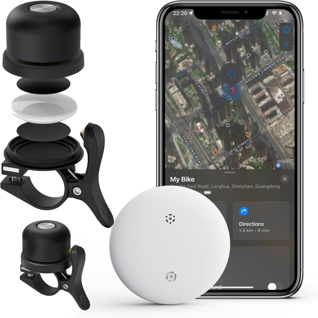 Bike Anti-Theft Tracker, Support Locator Global Tracking, With Bicycle Bell Hidden Holder Accessories, Compatible With Ios