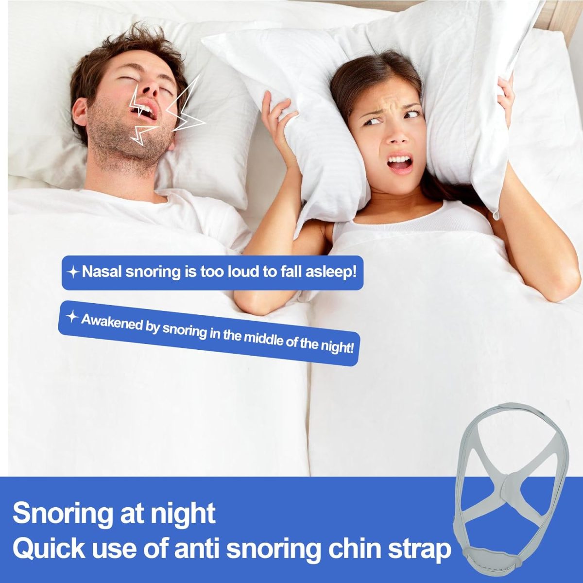 Anti Snoring Chin Strap,Chin Strap For Cpap Users Adjustable And Breathable Chin Strap Provide The Effective Snoring Solution To Stop Snoring Sleep Aid Snore Reducing Aid For Woman And Men.