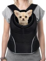 Yudodo Pet Dog Backpack Carrier With Storage Pockets Dog Front Pack For Small Dogs Cats Head Out Breathable Chihuahua Backpack For Hiking Cycling Walking (M(5-10Lbs), Black)