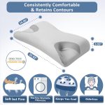 Ikstar Cooling Cpap Pillow For Side Sleepers, Sleep Apnea Pillow For Cpap User - Reduce Air Leak, Hose Tangle, Pressure, Memory Foam Neck Support Pillow Side, Back, Stomach Sleeper