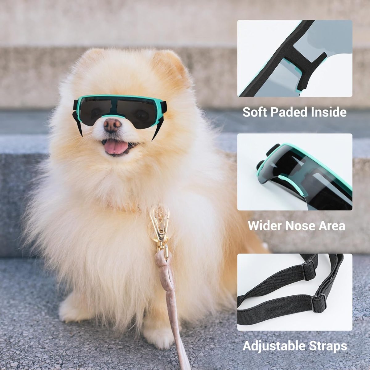 Enjoying Dog Sunglasses Small Dog Goggles Anti-Uv Doggy Glasses For Small Dogs Big Cats Impact/Wind/Dust/Fog Proof Puppy Eye Protection, Cute Blue