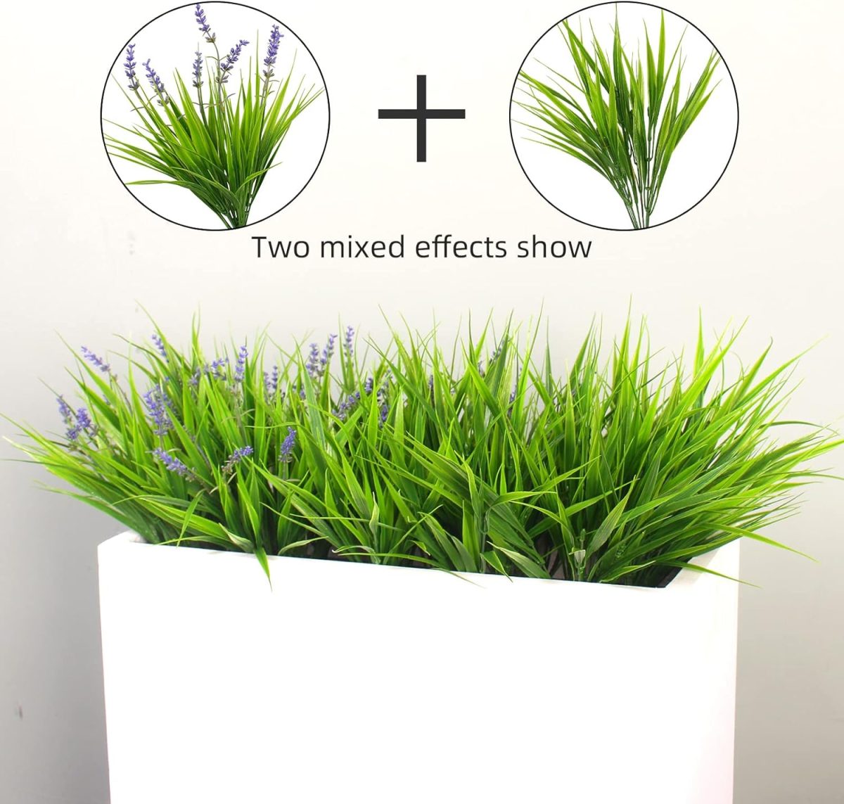 12 Bundles Artificial Plants Outdoor Monkey Grass With Flowers For Pot Uv Resistant Garden Decor For Window Garden Patio Hanging Planter Pathway Front Porch (Grass With Flowers)