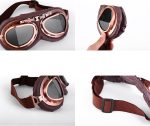 Yesmotor Motorcycle Half Helmet Retro German Leather Half Face Quick Release Buckle & Goggles - Dot Approved