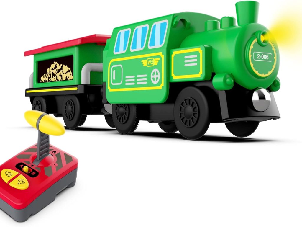 Wooden Train Accessories Battery Operated Locomotive Train, Remote Control Train For Track Set, Powerful Engine Train Vehicles Fit All Major Brands Track Railway System (Battery Not Included)