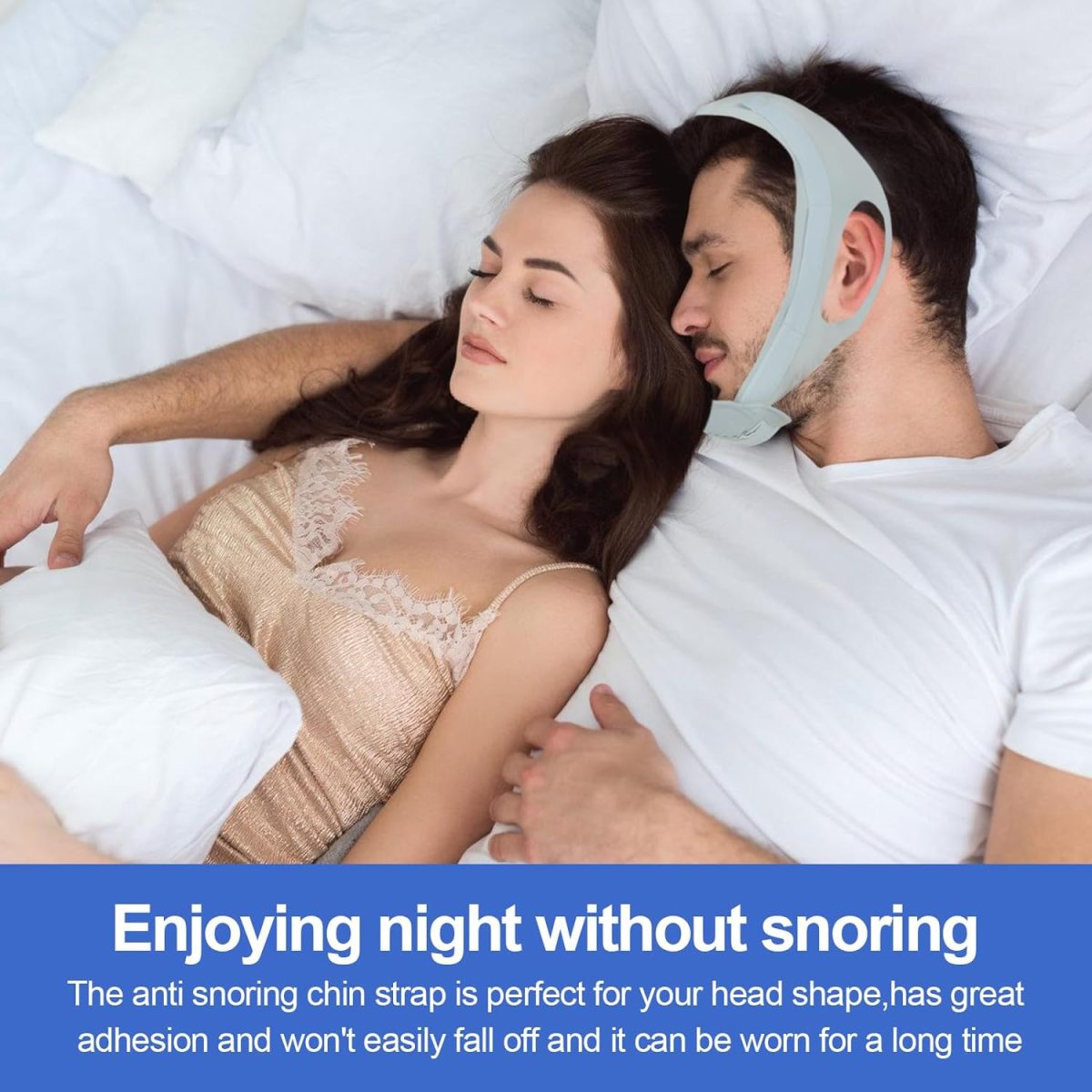 Anti Snoring Chin Strap,Chin Strap For Cpap Users Adjustable And Breathable Chin Strap Provide The Effective Snoring Solution To Stop Snoring Sleep Aid Snore Reducing Aid For Woman And Men.