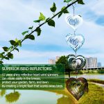 Djuan Heart Bird Scare Discs Set-Highly Reflective Double-Sided Bird Reflectors,Extra Sparkly Metal Wind Spinner Outdoor Garden Decor, Bird Devices Deterrent To Scare Birds Away From Yard Patio Farm