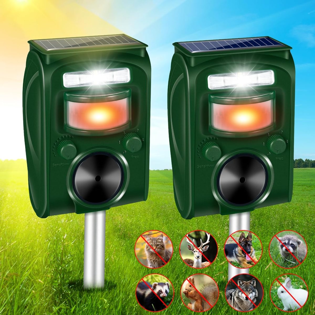 2024 Ultrasonic Animal Repeller Outdoor,Cat Repellent Outdoor Solar Animal Repeller With Motion Sensor Deer Repellent Devices To Repel Away Squirrel Rabbit Raccoon Skunk Repellent For Yard