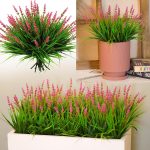 12 Bundles Artificial Plants Outdoor Monkey Grass With Flowers For Pot Uv Resistant Garden Decor For Window Garden Patio Hanging Planter Pathway Front Porch (Grass With Flowers)