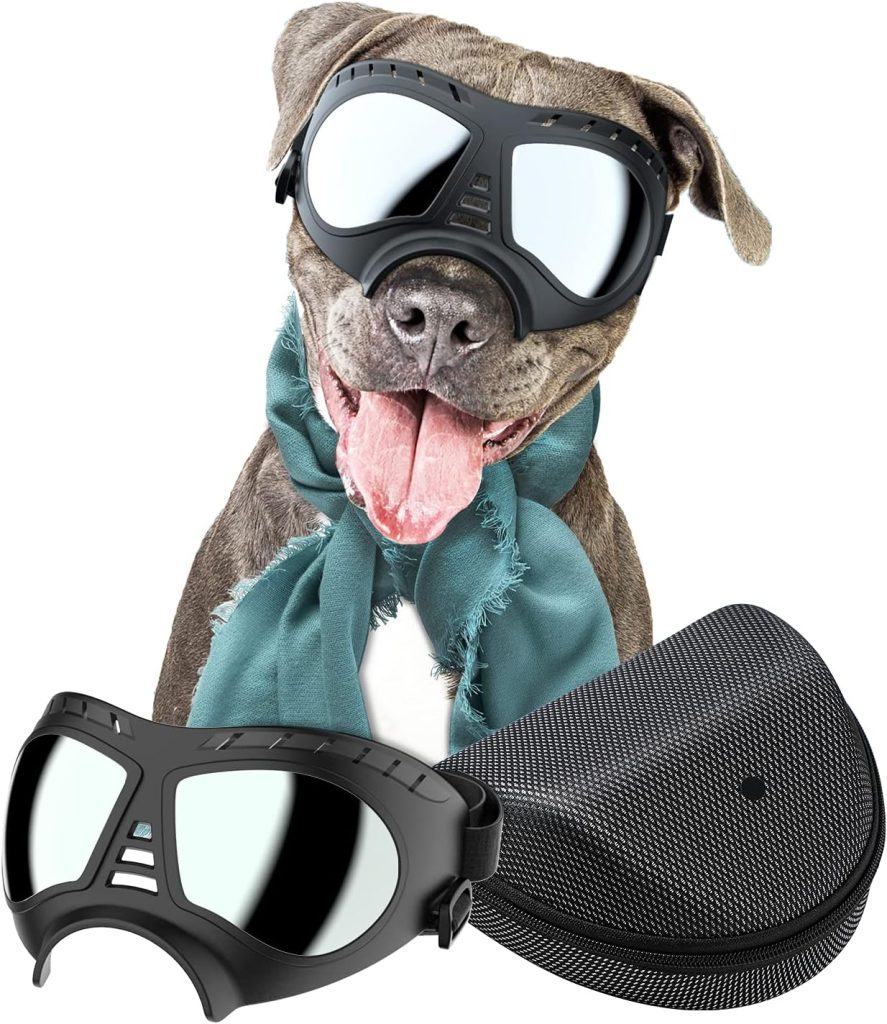 Nvted Dog Goggles Big Area Dog Sunglasses, Large Breed Windproof Snowproof Eye Protection Dog Glasses For Outdoor Driving Cycling (Large)