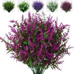 Xlfaqxm Artificial Plants Flowers Grass Shrubs 8 Pack No Fade Faux Plastic Flowers Outdoor For Farmhouse Garden Porch Patio Indoor Wedding Decoration Greenery Plants Uv Resistant