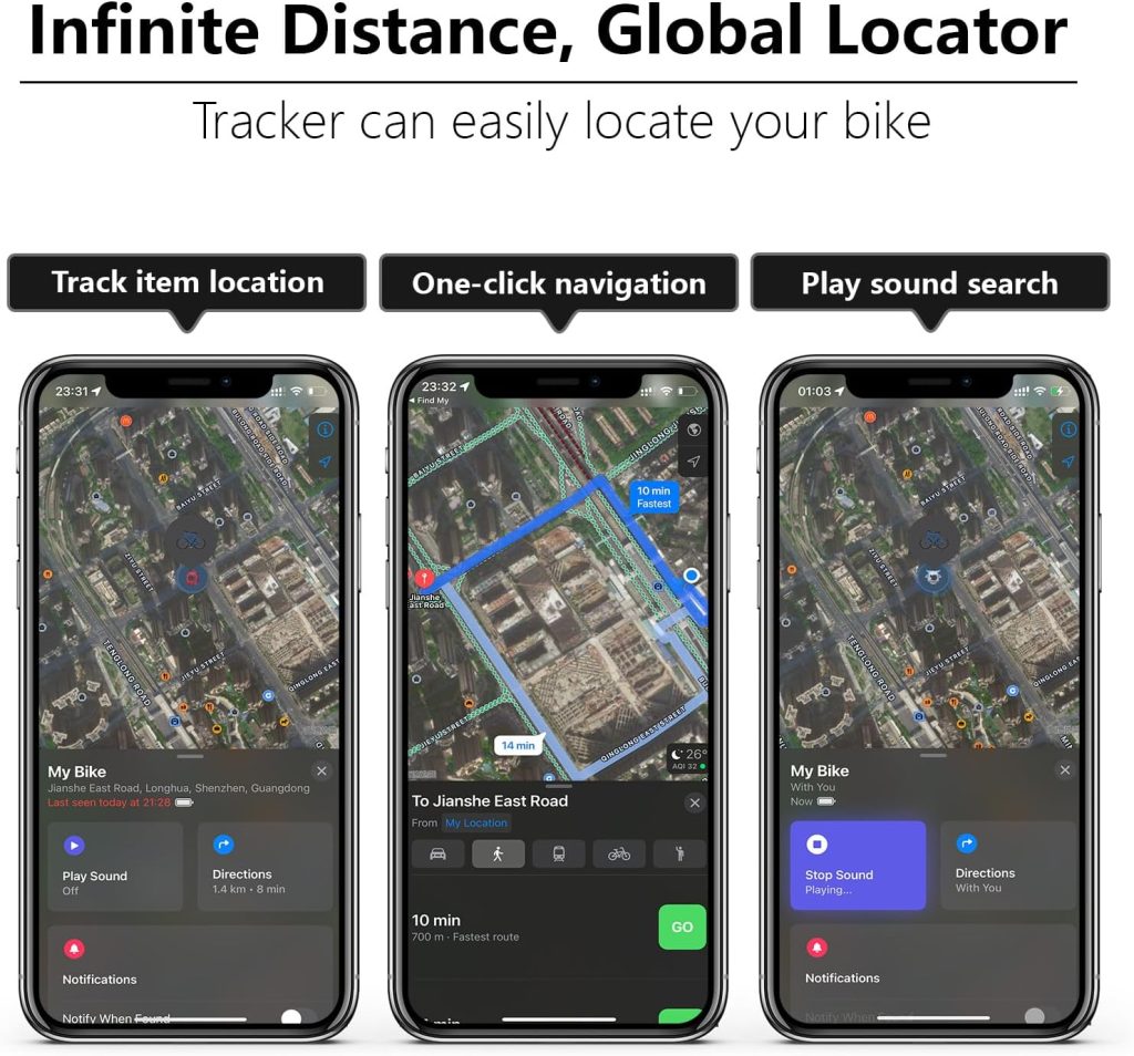 Bike Anti-Theft Tracker, Support Locator Global Tracking, With Bicycle Bell Hidden Holder Accessories, Compatible With Ios