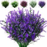 Xlfaqxm Artificial Plants Flowers Grass Shrubs 8 Pack No Fade Faux Plastic Flowers Outdoor For Farmhouse Garden Porch Patio Indoor Wedding Decoration Greenery Plants Uv Resistant