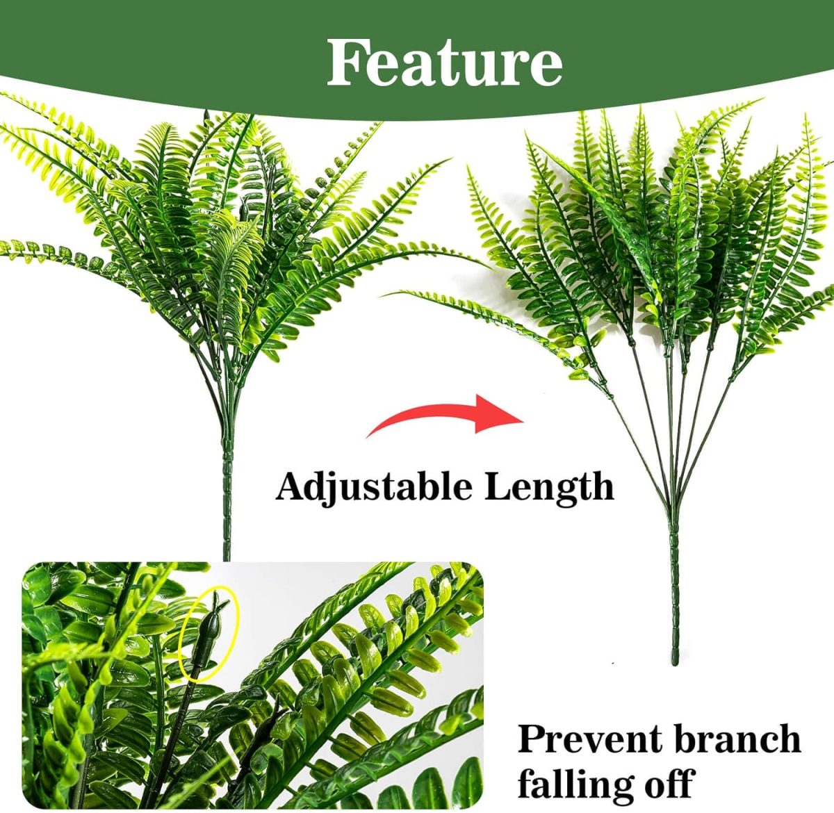 10Pcs Fern Outdoors - Ferns Artificial Plants For Outdoor Ferns That Look Real Boston Faux Fern Stems Indoor Nearly Natural Uv Resistant Outdoor Plants Artificial For Porch Greenery Decor