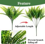 10Pcs Fern Outdoors - Ferns Artificial Plants For Outdoor Ferns That Look Real Boston Faux Fern Stems Indoor Nearly Natural Uv Resistant Outdoor Plants Artificial For Porch Greenery Decor