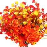 12 Bundles Artificial Flowers Outdoor, Uv Resistant Faux Artificial Plants Shrubs Plastic Flower Bulk For Hanging Planter Porch Window Home Wedding Fall Summer Decor (Yellow, Orange, Fuchsia)