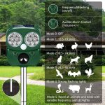 Solar Animal Repeller, Ultrasonic Repellent, Motion Detection, Led Flashing Light, Dog, Cat Repellent, Squirrel, Raccoon, Skunk, Rabbit, Rodent, Fox, Deer, Etc.