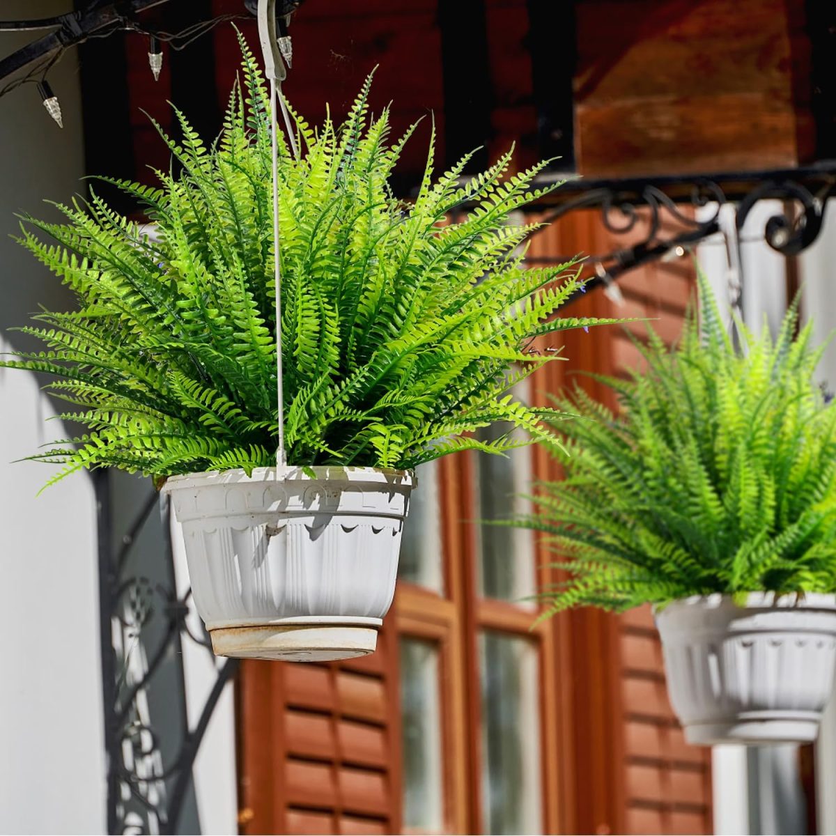 22Pcs Artificial Plants Outdoor, Faux Boston Fern For Large Planter, Uv Resistant Greenery Stems For Indoor Outside Patio Front Porch Home Decor