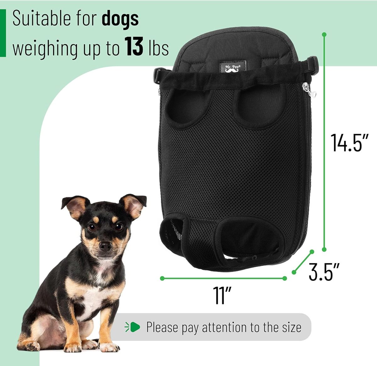 Mr. Pen- Pet Adjustable Dog Carrier Backpacks, Hiking Travel Backpack, Puppy Backpack, Dog Front Carrier