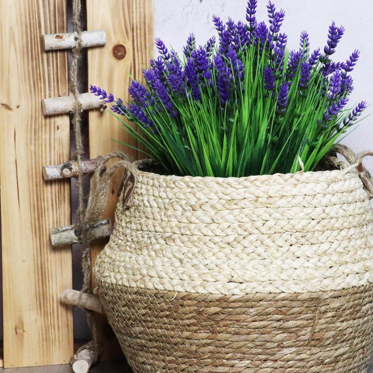 12 Bundles Artificial Plants Outdoor, Uv Resistant Monkey Grass With Lavender Flowers Greenery Stems No Fade Faux Shrubs For Home Garden Window Box Porch Front Patio Office Decor - Purple