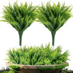 10Pcs Fern Outdoors - Ferns Artificial Plants For Outdoor Ferns That Look Real Boston Faux Fern Stems Indoor Nearly Natural Uv Resistant Outdoor Plants Artificial For Porch Greenery Decor