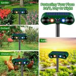 Solar Ultrasonic Animal Repellent Outdoor Nocturnal Animal Deterrent With Motion Sensor Red Blue Led Predator Light Siren For Cat Coyote Squirrel Deer Dog Bird Skunk For Yard Chicken Coop Lawn (2)