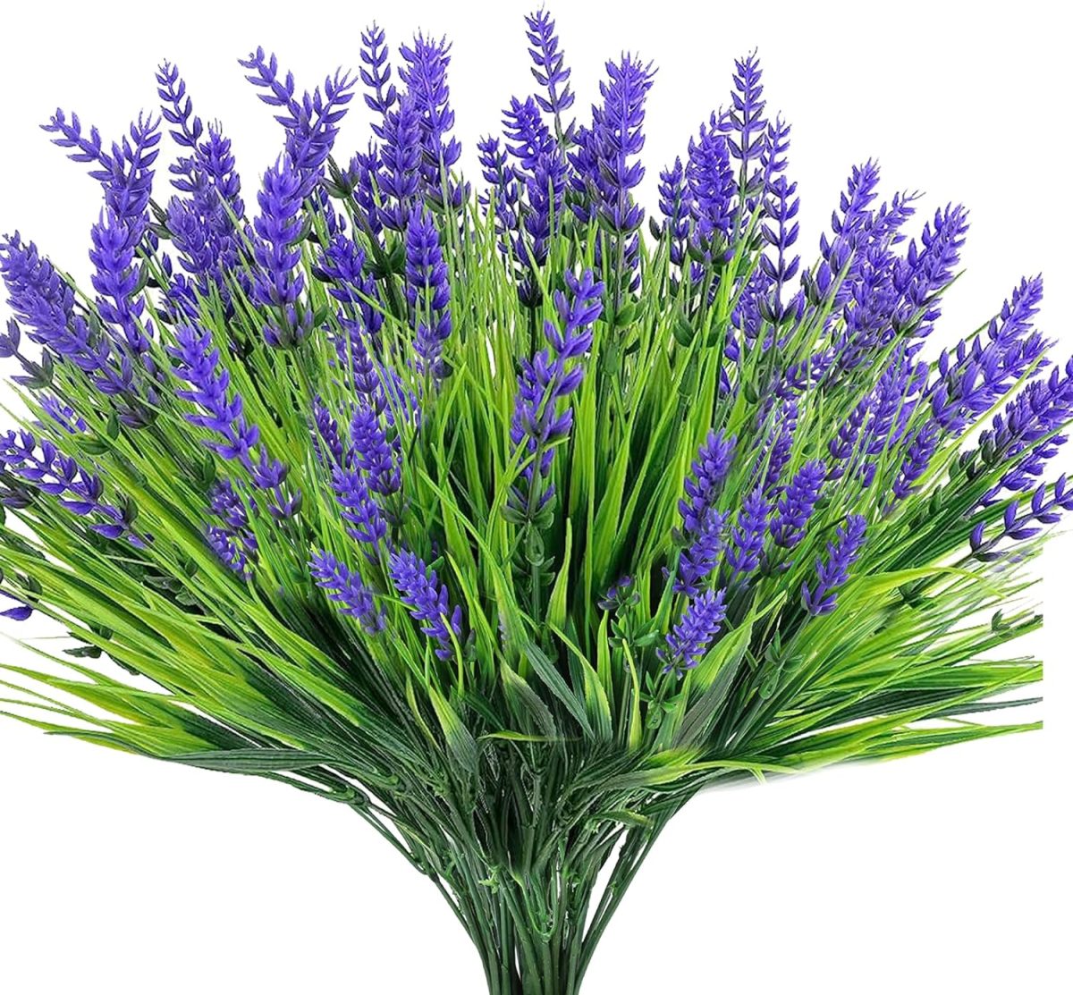 12 Bundles Artificial Plants Outdoor, Uv Resistant Monkey Grass With Lavender Flowers Greenery Stems No Fade Faux Shrubs For Home Garden Window Box Porch Front Patio Office Decor - Purple