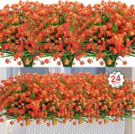 24 Bundles Artificial Flowers For Outdoor Decoration Uv Resistant Plastic Plants Faux Boston Fern Artificial Greenery For Summer Indoor Outdoor Garden Patio Window Box Kitchen Home Decor