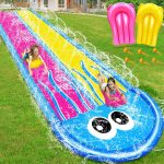 [ 3 Sided Safe Fence ] Extra Width Triple Slip Water Slide With 3-Way Sprinklers, Backyard Lawn Water Slides And 3 Bodyboards With Handle, Summer Outdoor Water Fun Toys For Kids Adults,16Ft X 7Ft