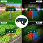 Solar Ultrasonic Animal Repellent Outdoor Nocturnal Animal Deterrent With Motion Sensor Red Blue Led Predator Light Siren For Cat Coyote Squirrel Deer Dog Bird Skunk For Yard Chicken Coop Lawn (2)