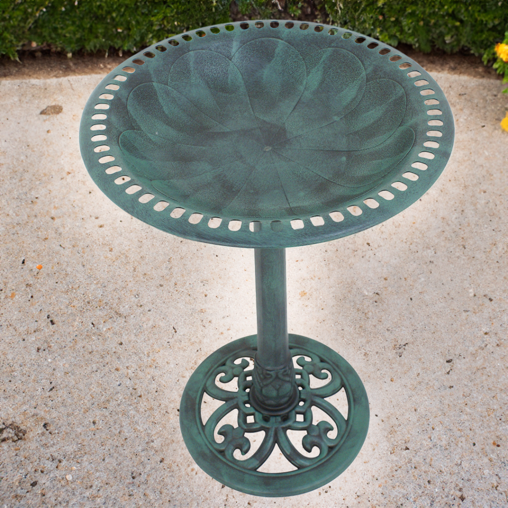 28" Height Pedestal Bird Bath Outdoor Garden Decor