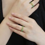 18K Gold Plated Natural Green Chalcedony Strength Ring